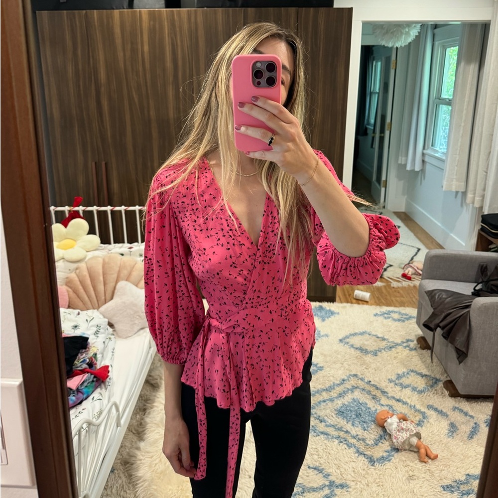 Ganni wrap top great condition